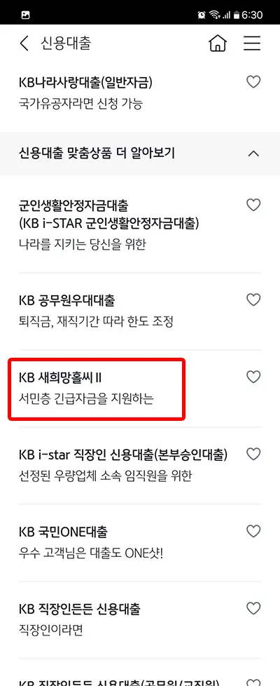 무직자 이용가능한 국민은행 새희망홀씨2 신용대출 5 KB 새희망홀씨2